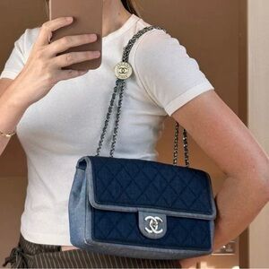 Chanel Dark Blue Quilted Shoulder Bag